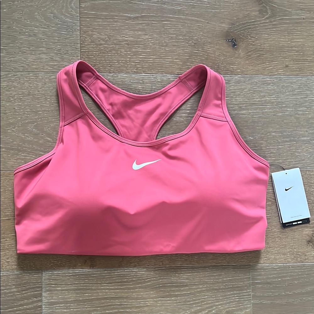 NWT Nike Pink Medium Support Sports Bra Moisture-Wicking Racerback | 2X